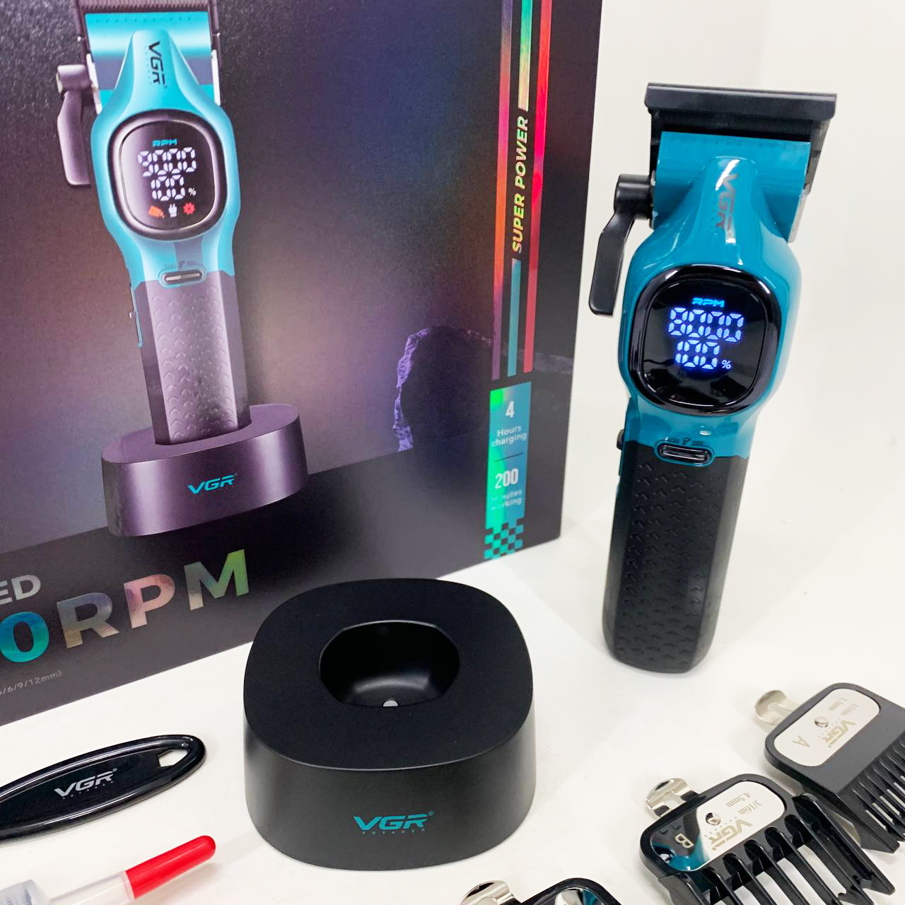 Машинка для стрижки аккумуляторная VGR V-886C BLUE