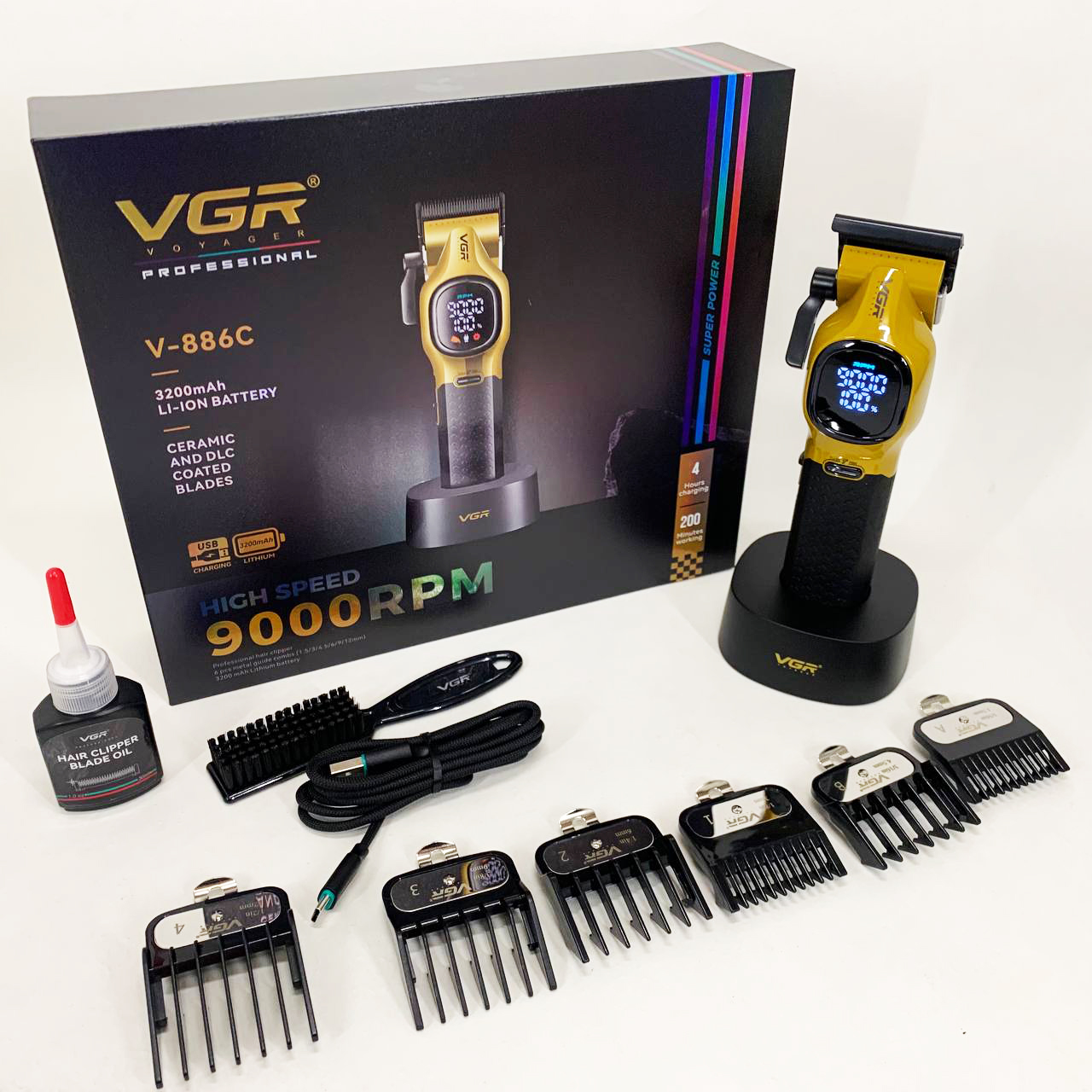 Машинка для стрижки аккумуляторная VGR V-886C GOLD