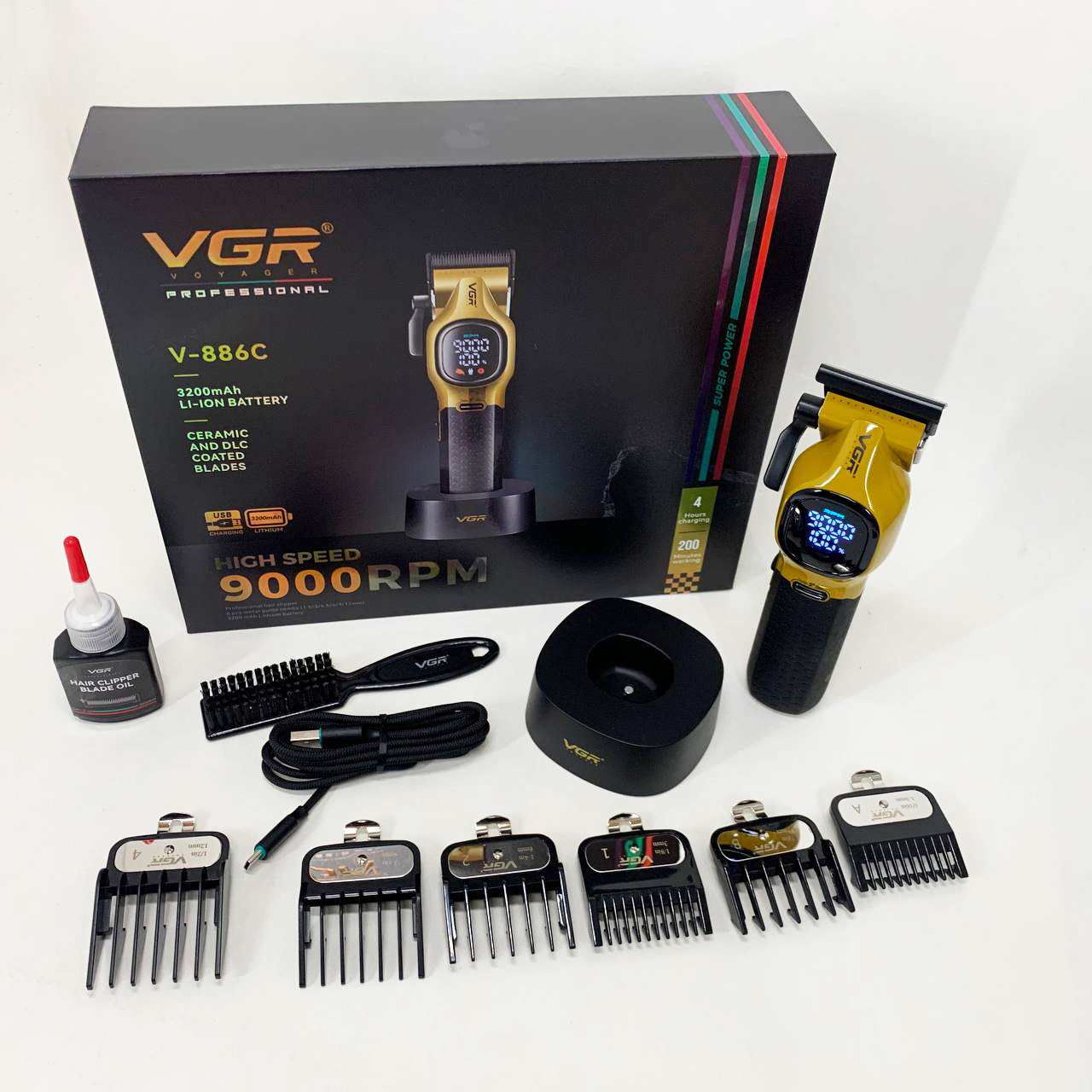 Машинка для стрижки аккумуляторная VGR V-886C GOLD