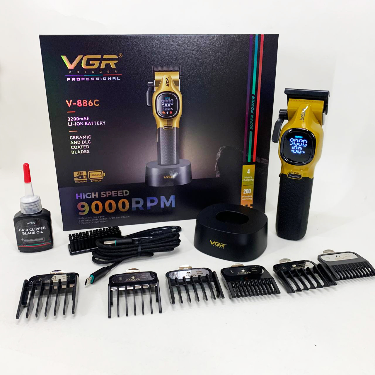 Машинка для стрижки аккумуляторная VGR V-886C GOLD