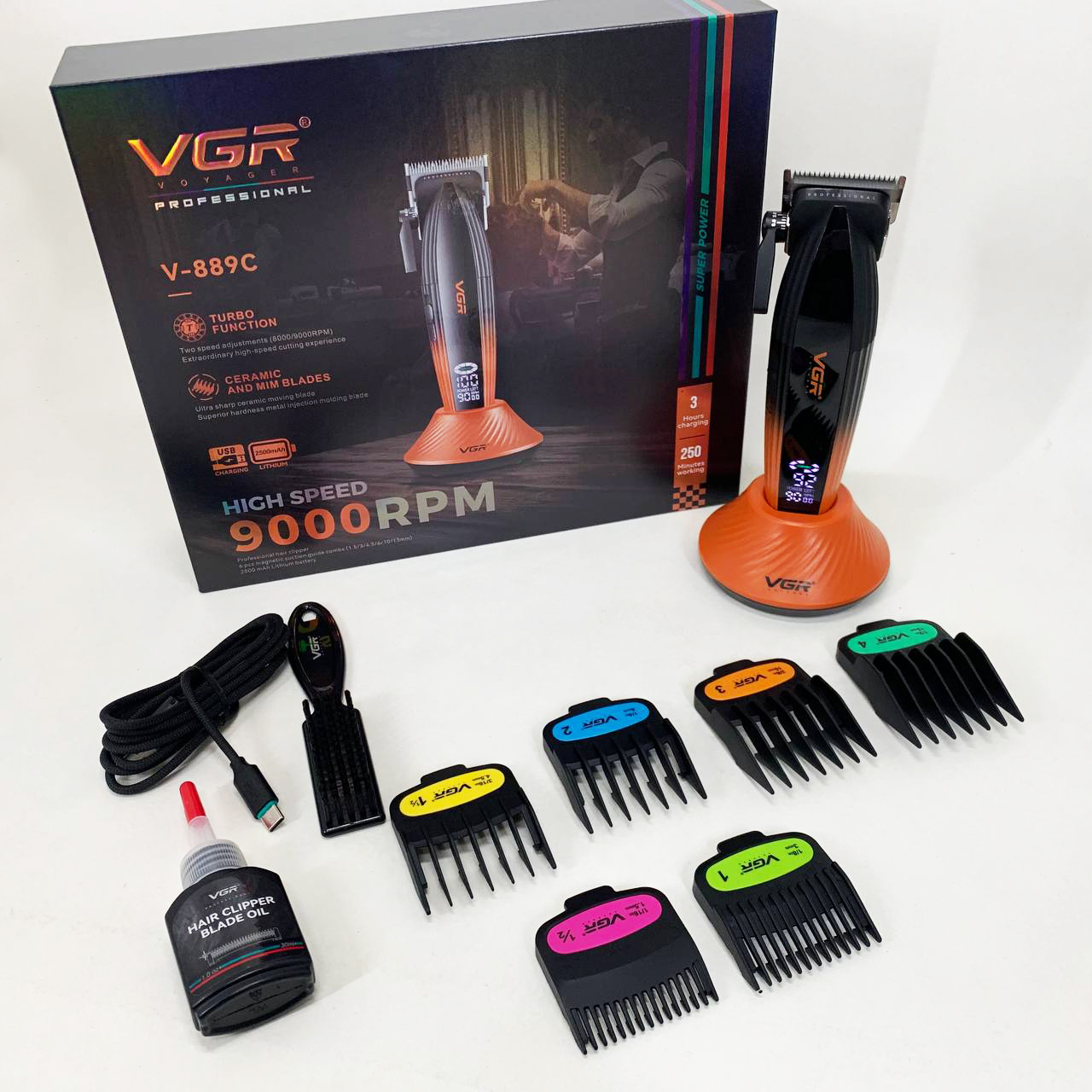 Машинка для стрижки волос VGR V-889C керамические лезвия 9000RPM