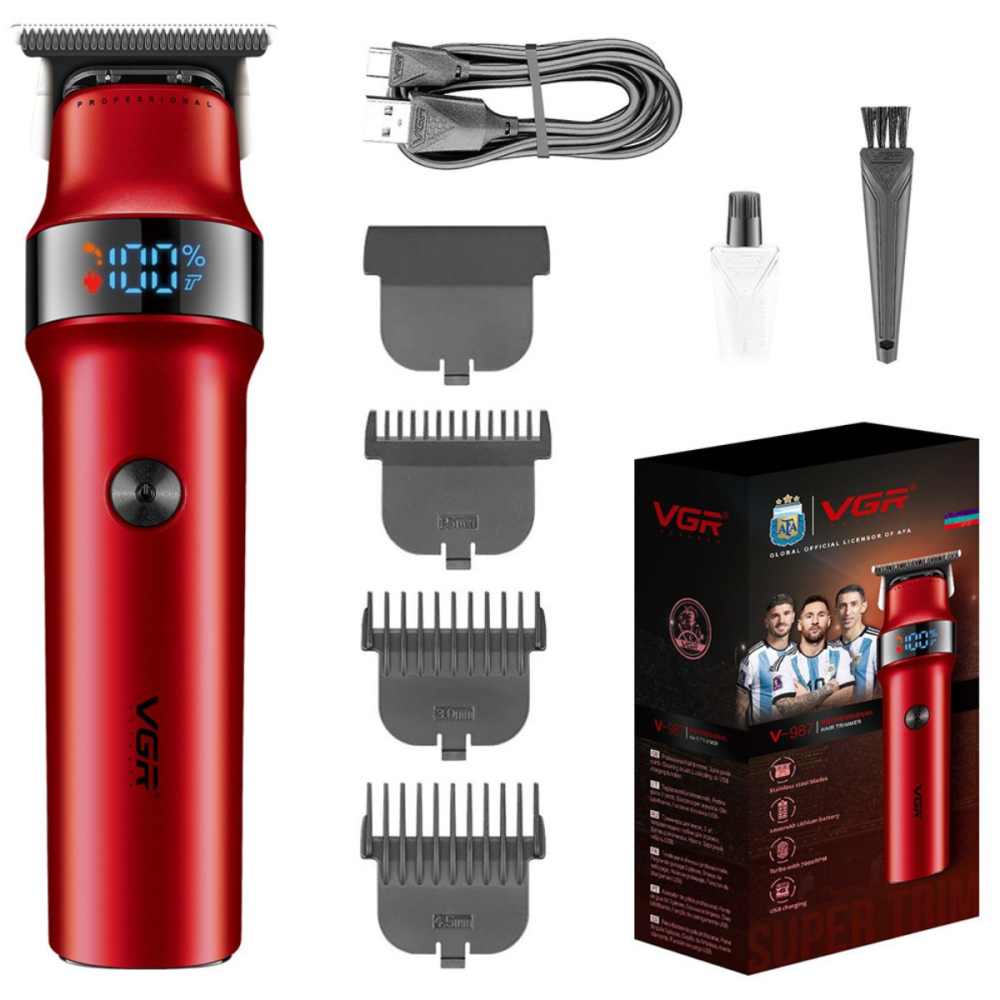 Машинка для стрижки волос VGR V-987 RED, Бритва триммер для мужчин