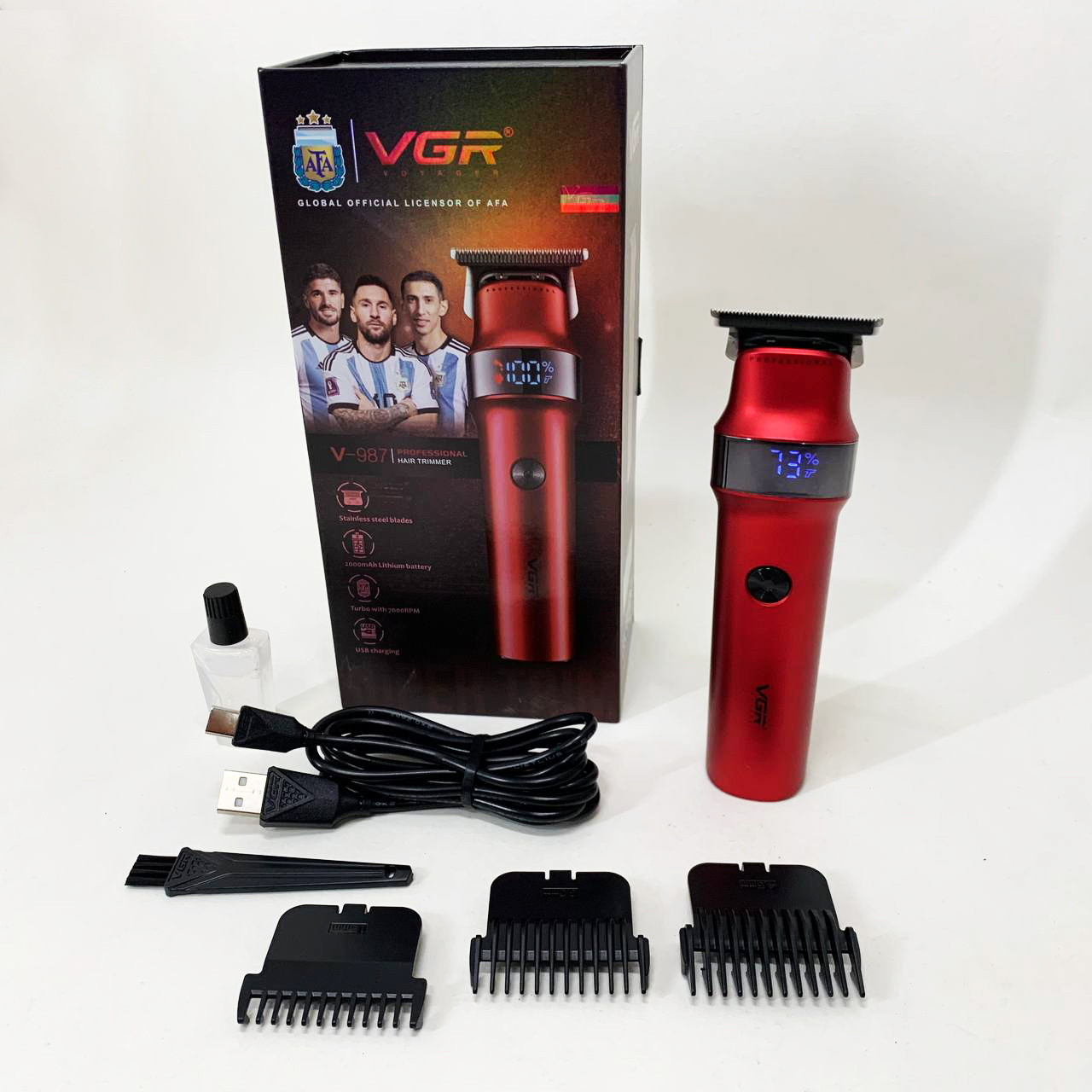 Машинка для стрижки волос VGR V-987 RED, Бритва триммер для мужчин