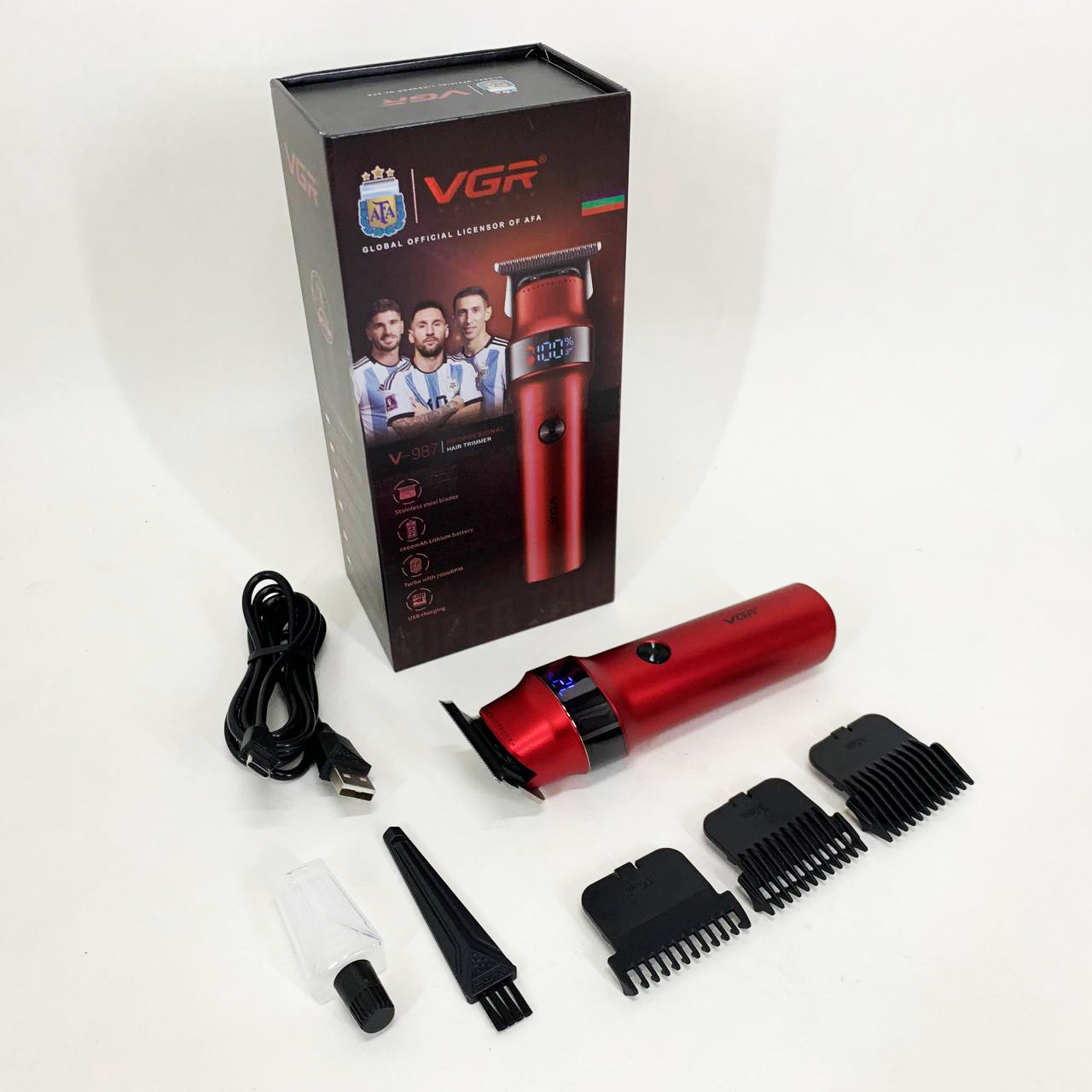 Машинка для стрижки волос VGR V-987 RED, Бритва триммер для мужчин