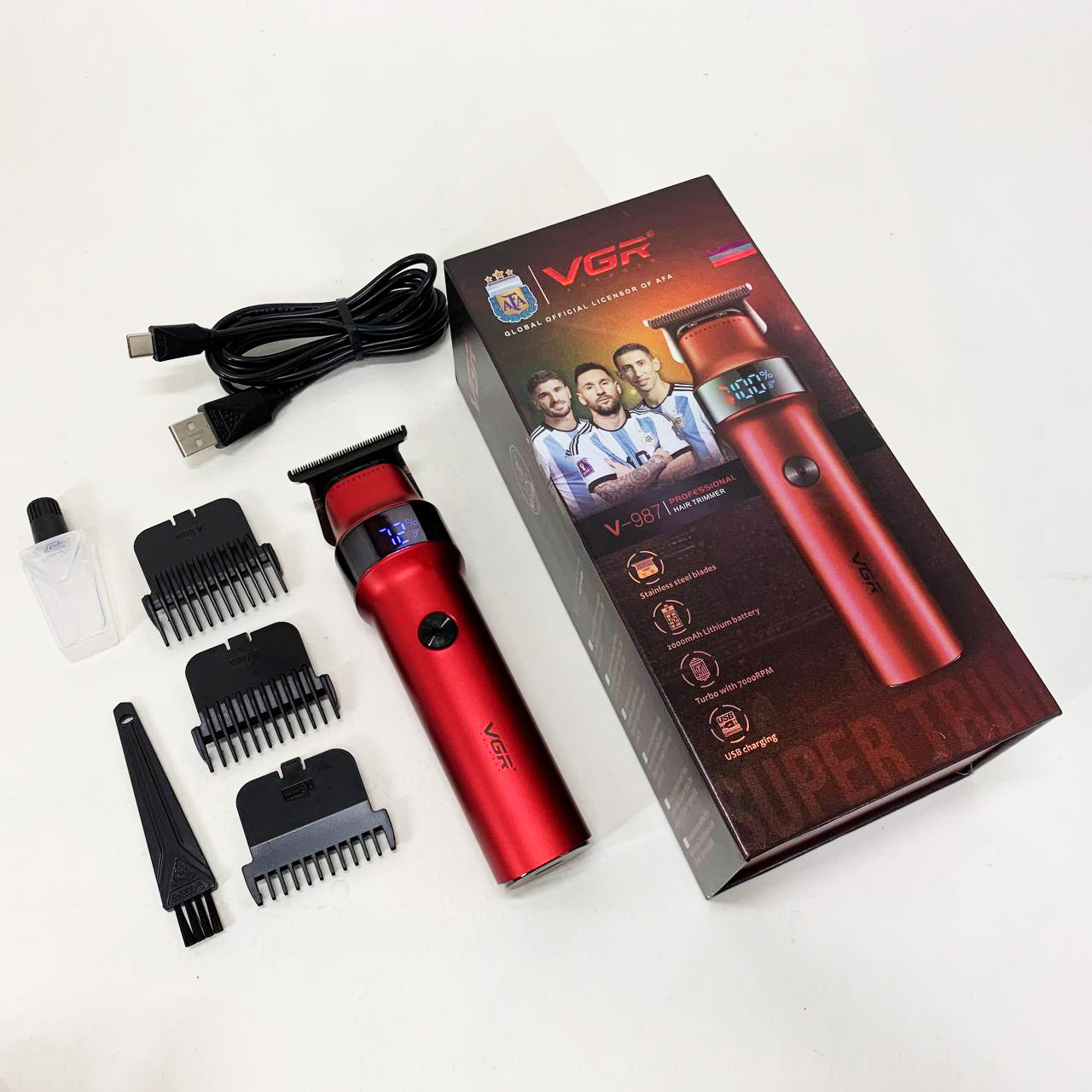 Машинка для стрижки волос VGR V-987 RED, Бритва триммер для мужчин