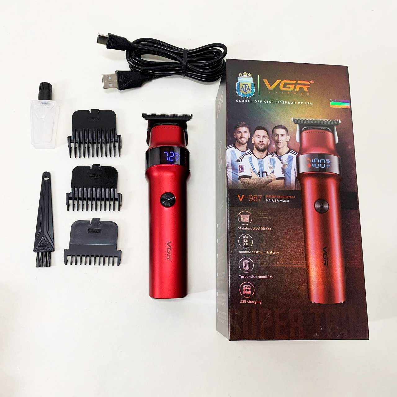 Машинка для стрижки волос VGR V-987 RED, Бритва триммер для мужчин