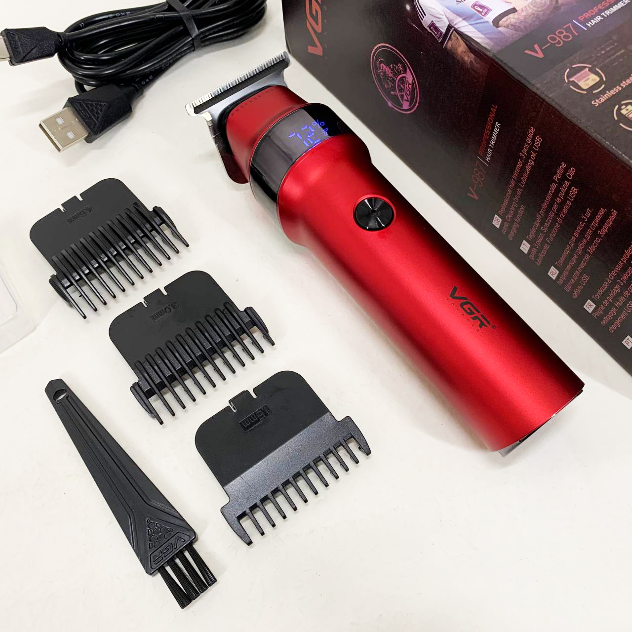 Машинка для стрижки волос VGR V-987 RED, Бритва триммер для мужчин