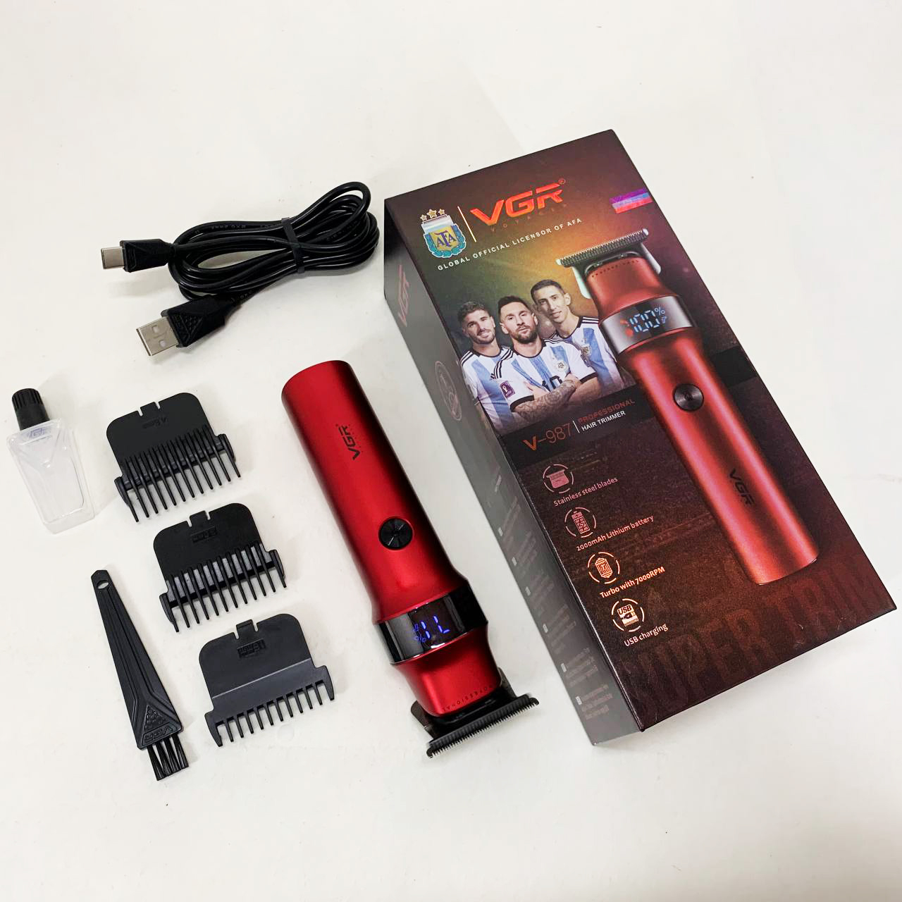 Машинка для стрижки волос VGR V-987 RED, Бритва триммер для мужчин