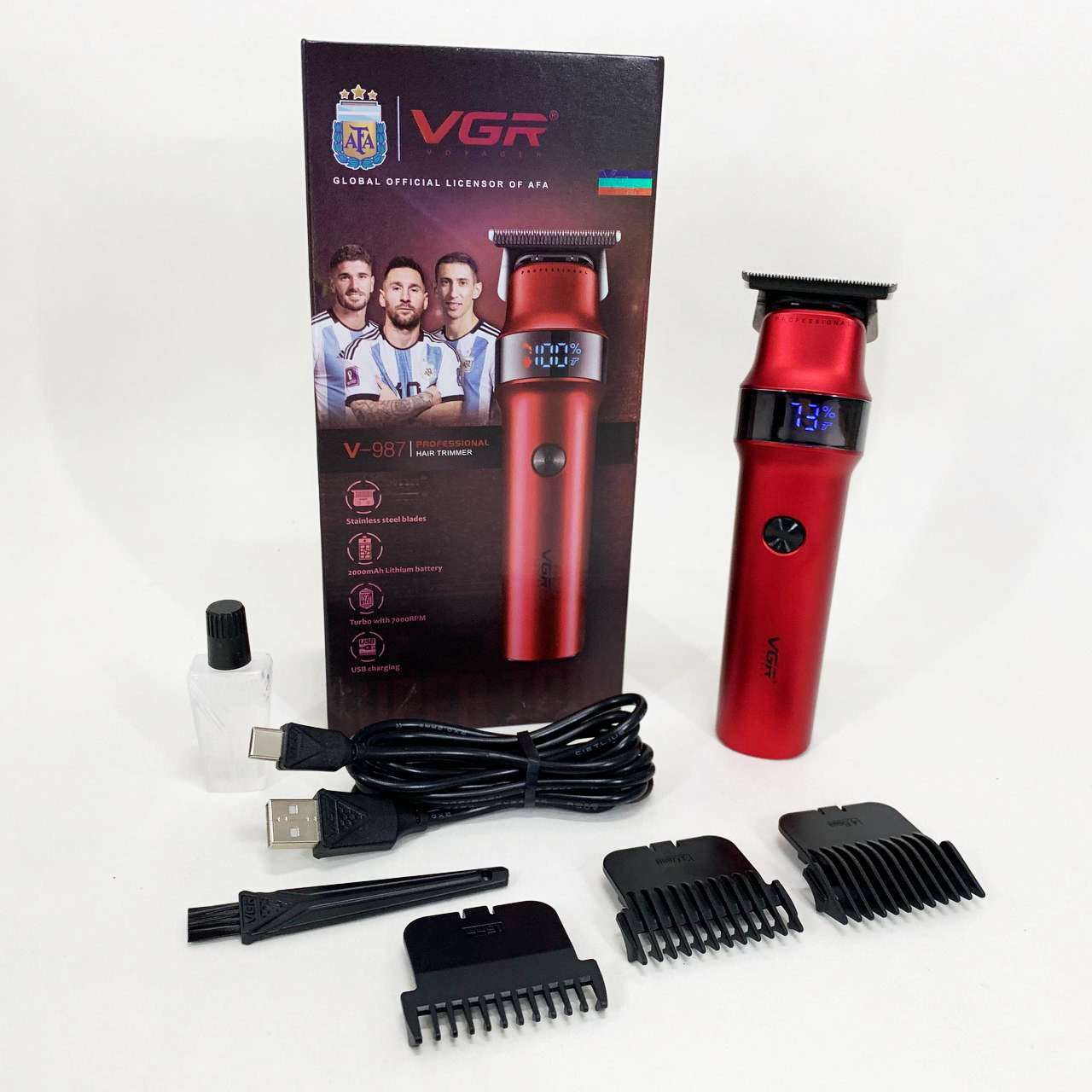 Машинка для стрижки волос VGR V-987 RED, Бритва триммер для мужчин