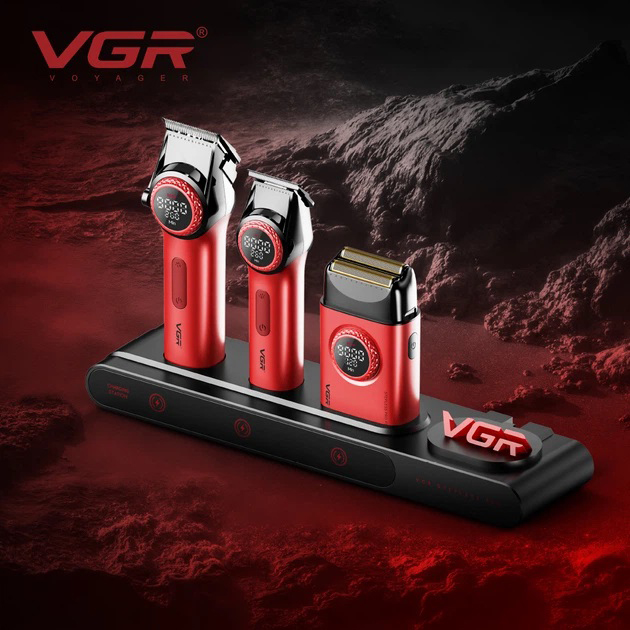 Профессиональный набор для барберов VGR Stepless Pro 3 in 1 RED