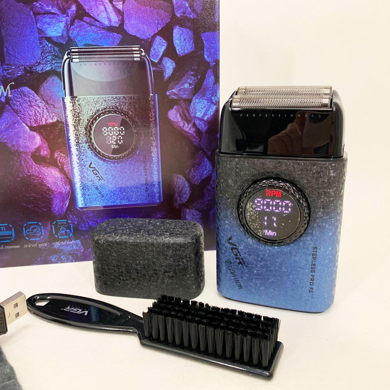 Электробритва VGR V-377 BLUE шейвер, Электрическая аккумуляторная бритва для бритья, шейвер мужской