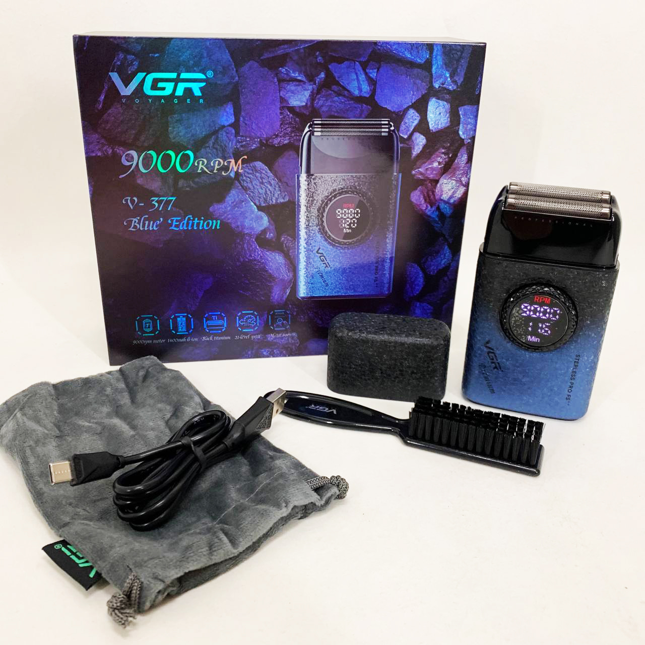 Электробритва VGR V-377 BLUE шейвер, Электрическая аккумуляторная бритва для бритья, шейвер мужской