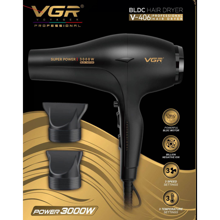 Фен VGR V-406 BLACK 3000Вт