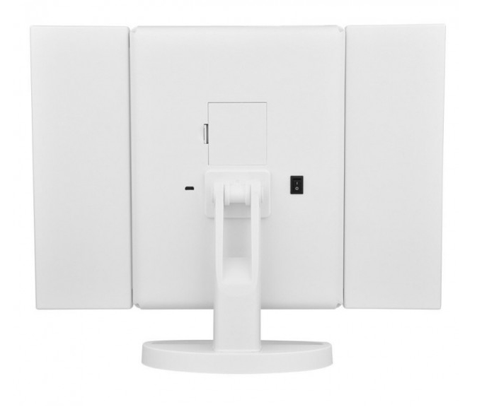 Тройное зеркало для макияжа с подсветкой, Зеркало с увеличением и подсветкой. Цвет: белый