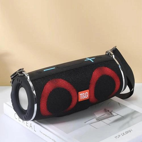 Портативная колонка TG642 с RGB подсветкой и ремешком, аккумуляторная колонка для музыки. Цвет: черный