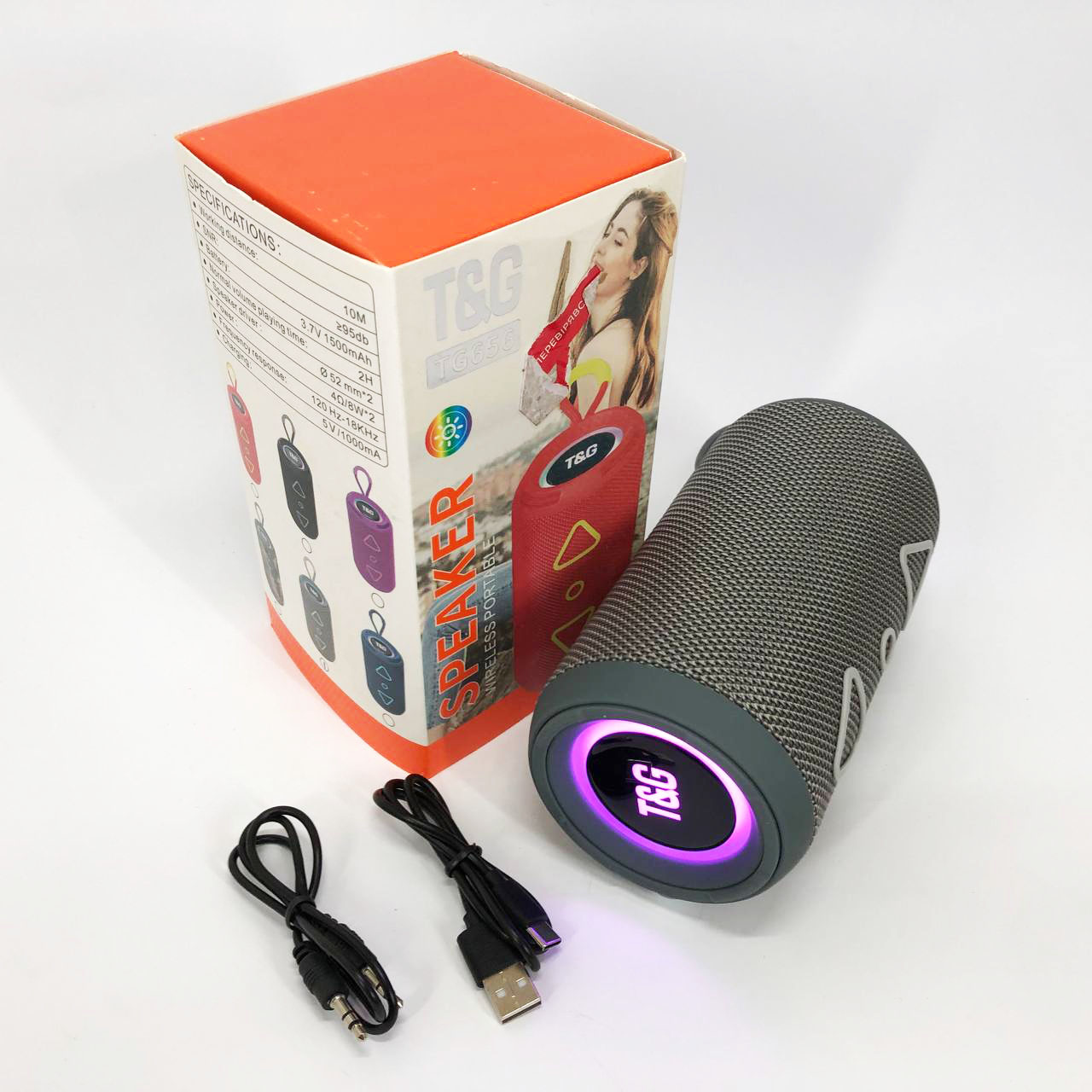 Bluetooth колонка портативная TG656 FM-радио, Громкая блютуз колонка, Колонка для вечеринки. Цвет: серый