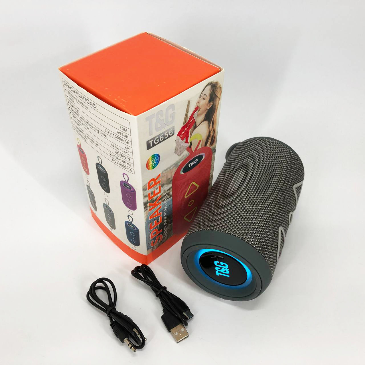 Bluetooth колонка портативная TG656 FM-радио, Громкая блютуз колонка, Колонка для вечеринки. Цвет: серый