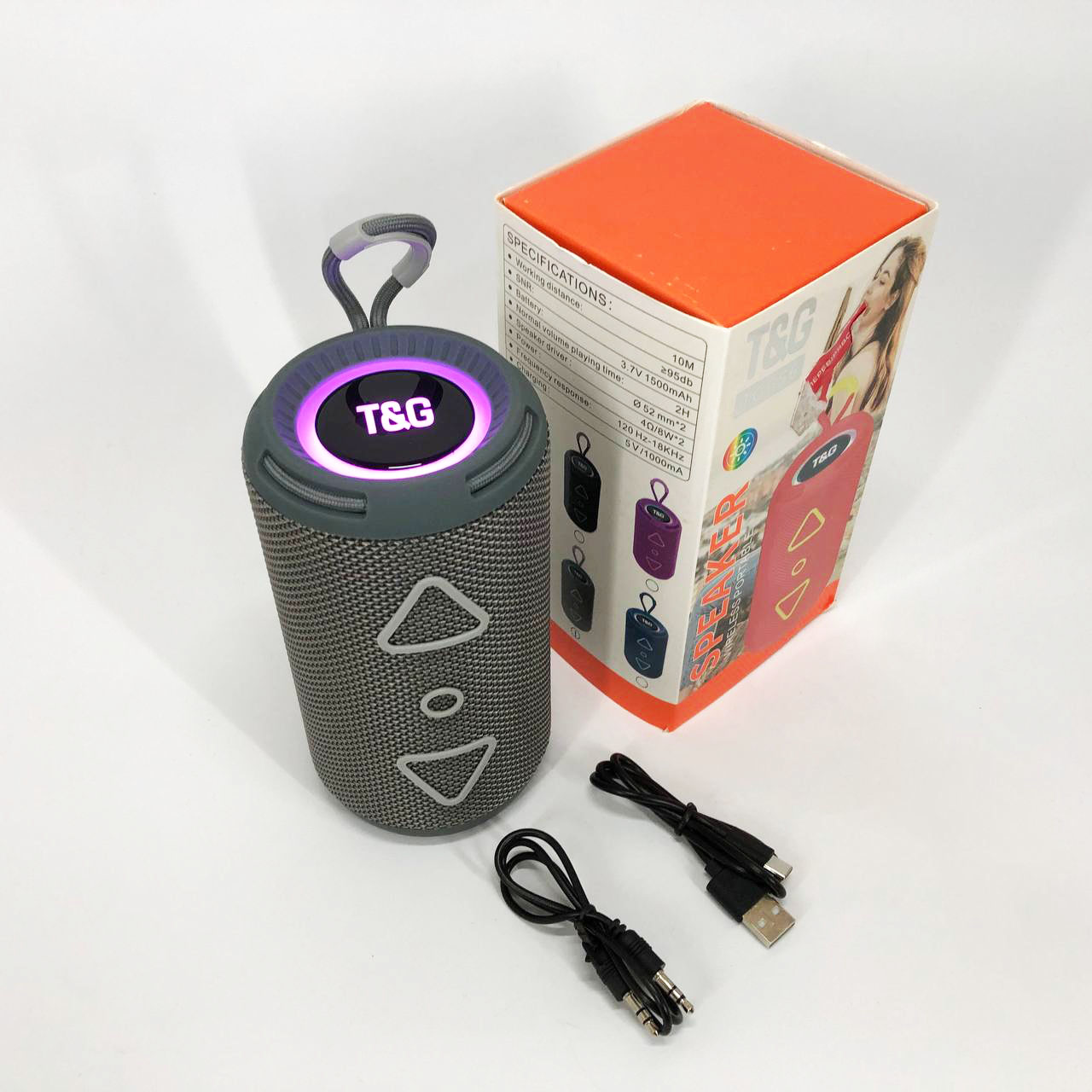Bluetooth колонка портативная TG656 FM-радио, Громкая блютуз колонка, Колонка для вечеринки. Цвет: серый