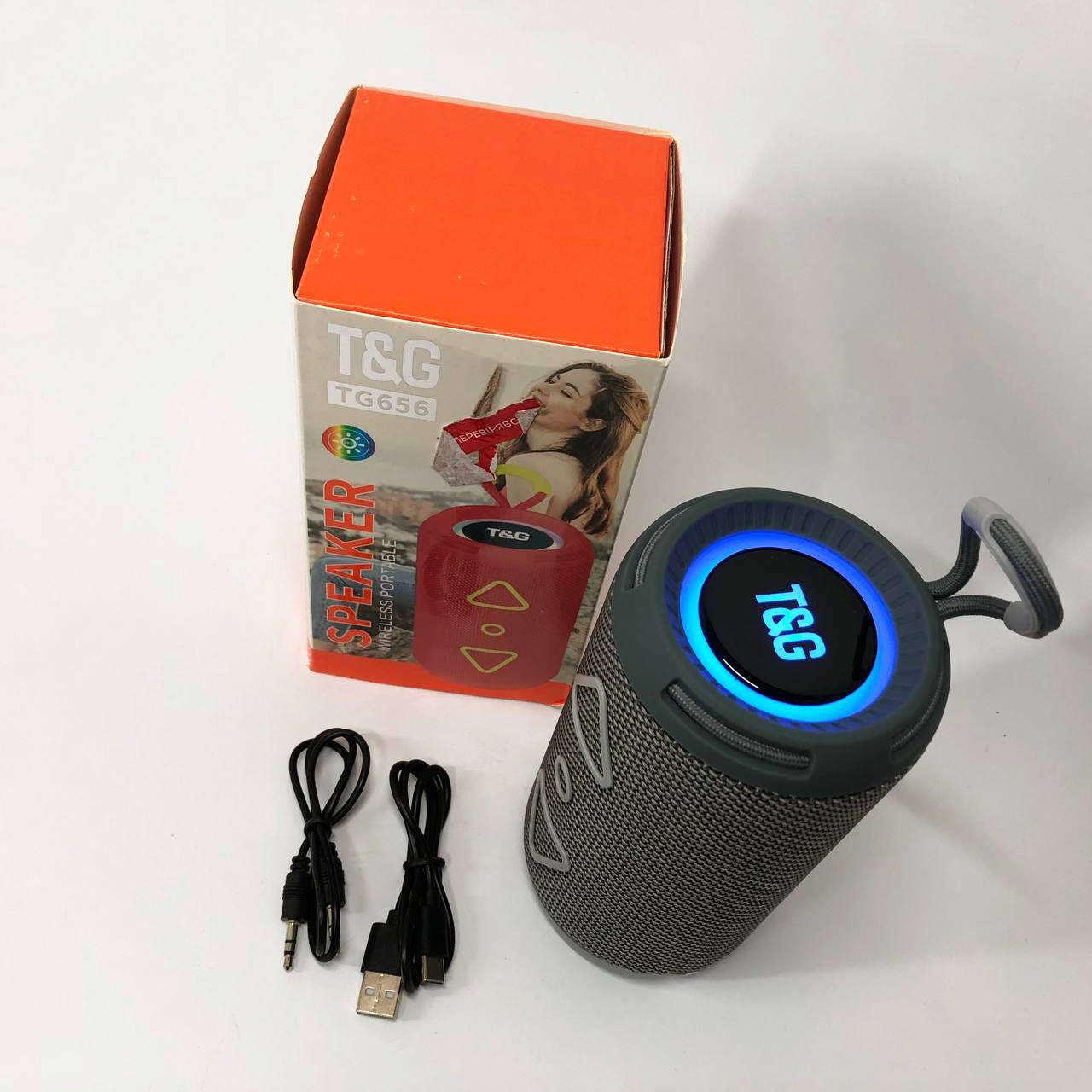Bluetooth колонка портативная TG656 FM-радио, Громкая блютуз колонка, Колонка для вечеринки. Цвет: серый