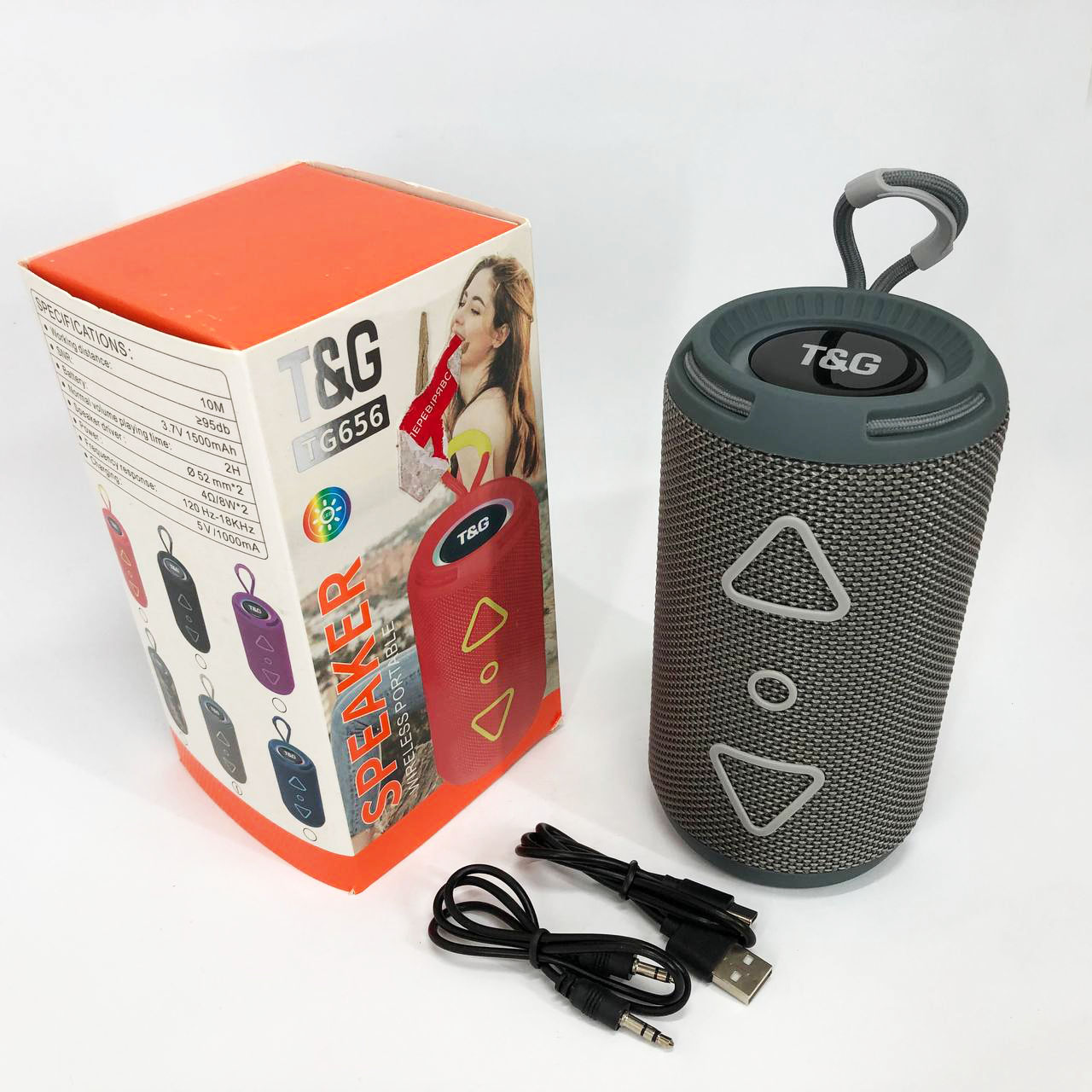 Bluetooth колонка портативная TG656 FM-радио, Громкая блютуз колонка, Колонка для вечеринки. Цвет: серый