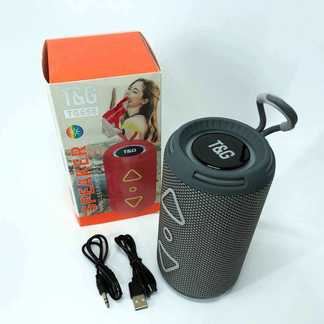 Bluetooth колонка портативная TG656 FM-радио, Громкая блютуз колонка, Колонка для вечеринки. Цвет: серый