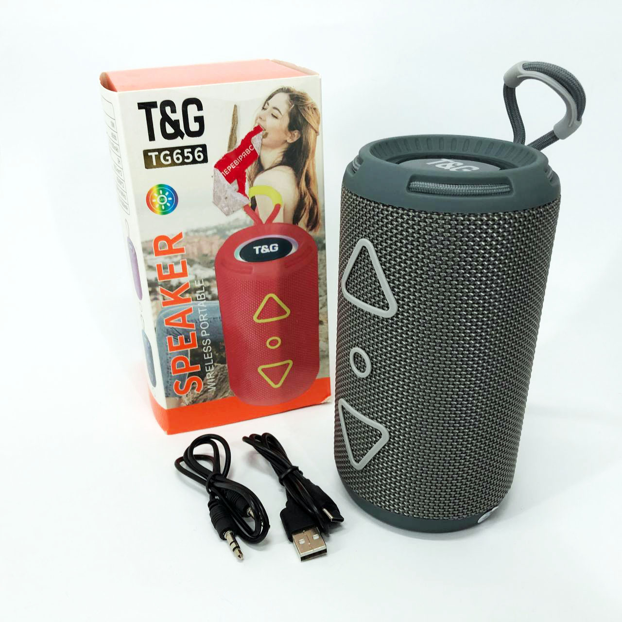 Bluetooth колонка портативная TG656 FM-радио, Громкая блютуз колонка, Колонка для вечеринки. Цвет: серый