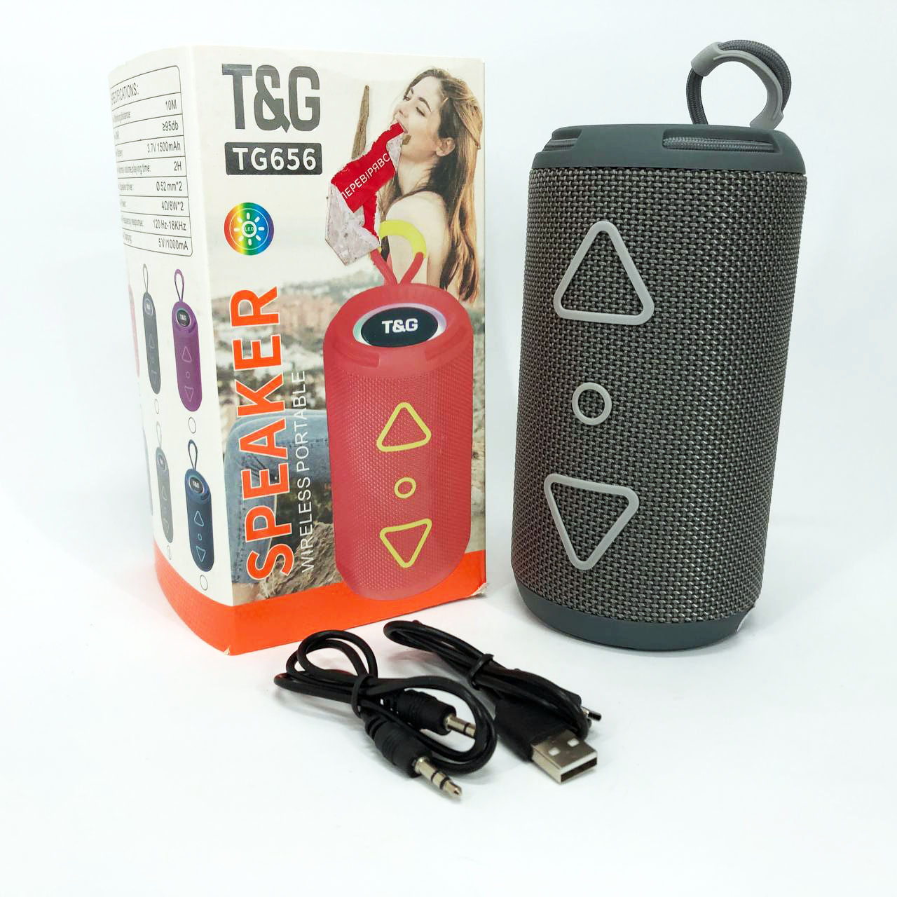 Bluetooth колонка портативная TG656 FM-радио, Громкая блютуз колонка, Колонка для вечеринки. Цвет: серый