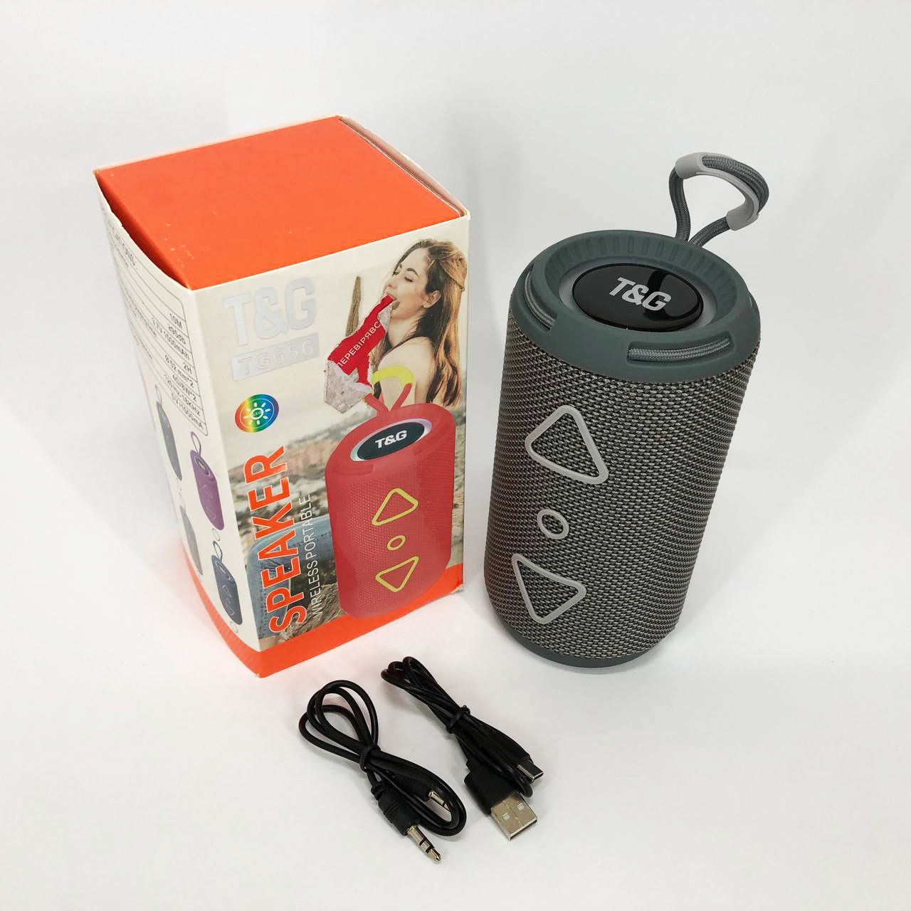 Bluetooth колонка портативная TG656 FM-радио, Громкая блютуз колонка, Колонка для вечеринки. Цвет: серый