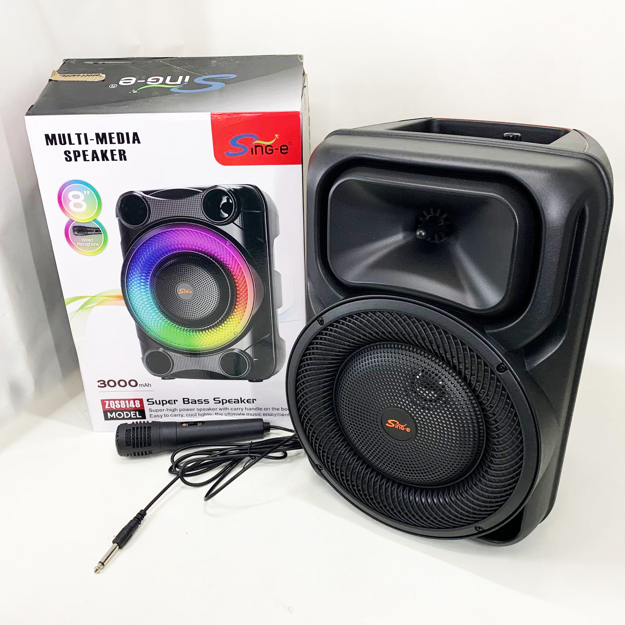 Портативная караоке колонка SPS 8147 Bluetooth 20W с микрофоном и RGB-подсветкой