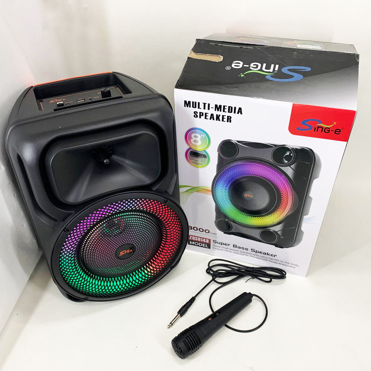 Портативная караоке колонка SPS 8147 Bluetooth 20W с микрофоном и RGB-подсветкой