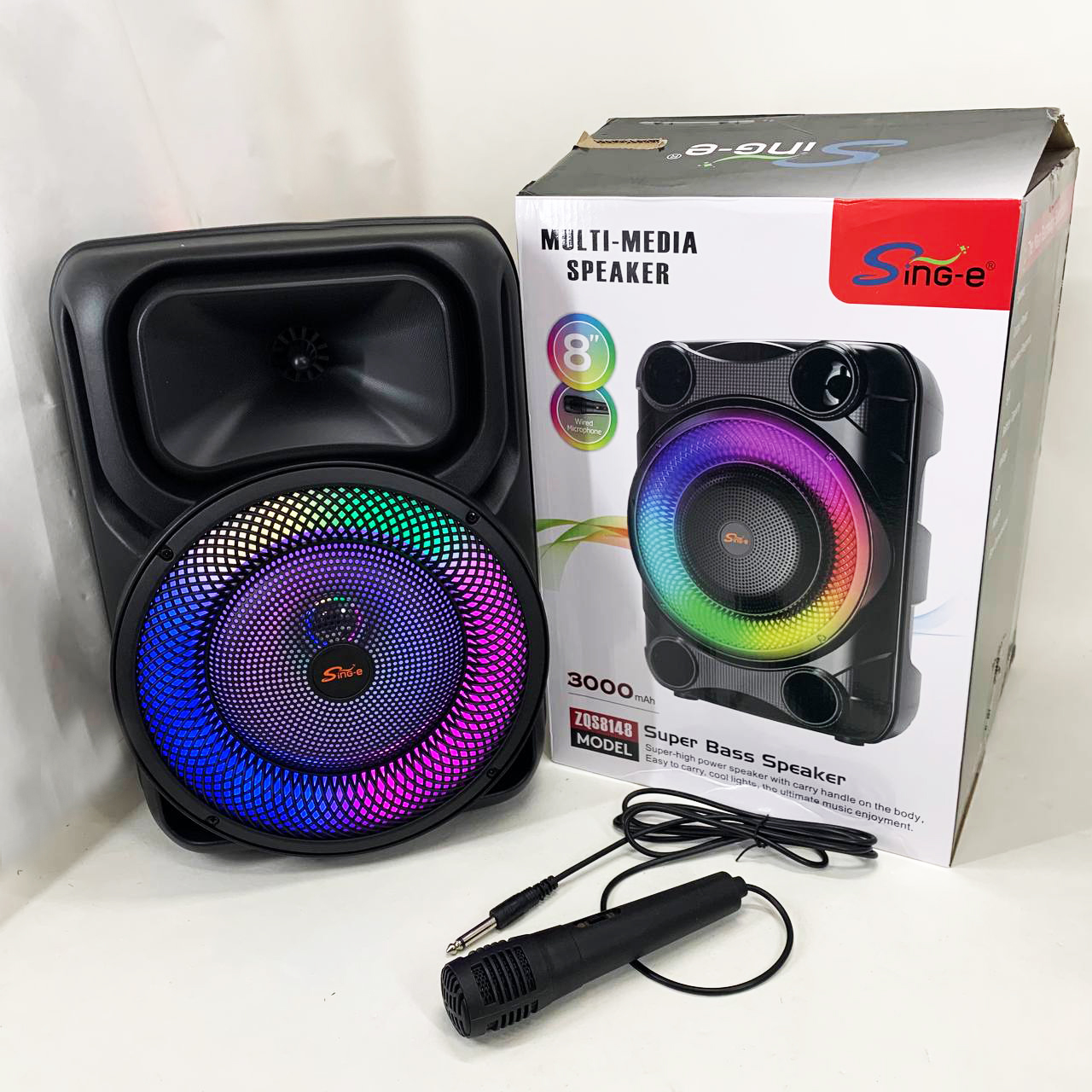 Портативная караоке колонка SPS 8147 Bluetooth 20W с микрофоном и RGB-подсветкой