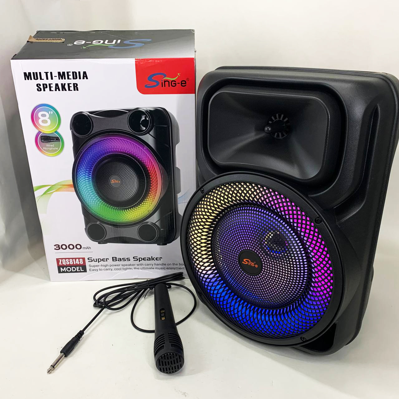 Портативная караоке колонка SPS 8147 Bluetooth 20W с микрофоном и RGB-подсветкой