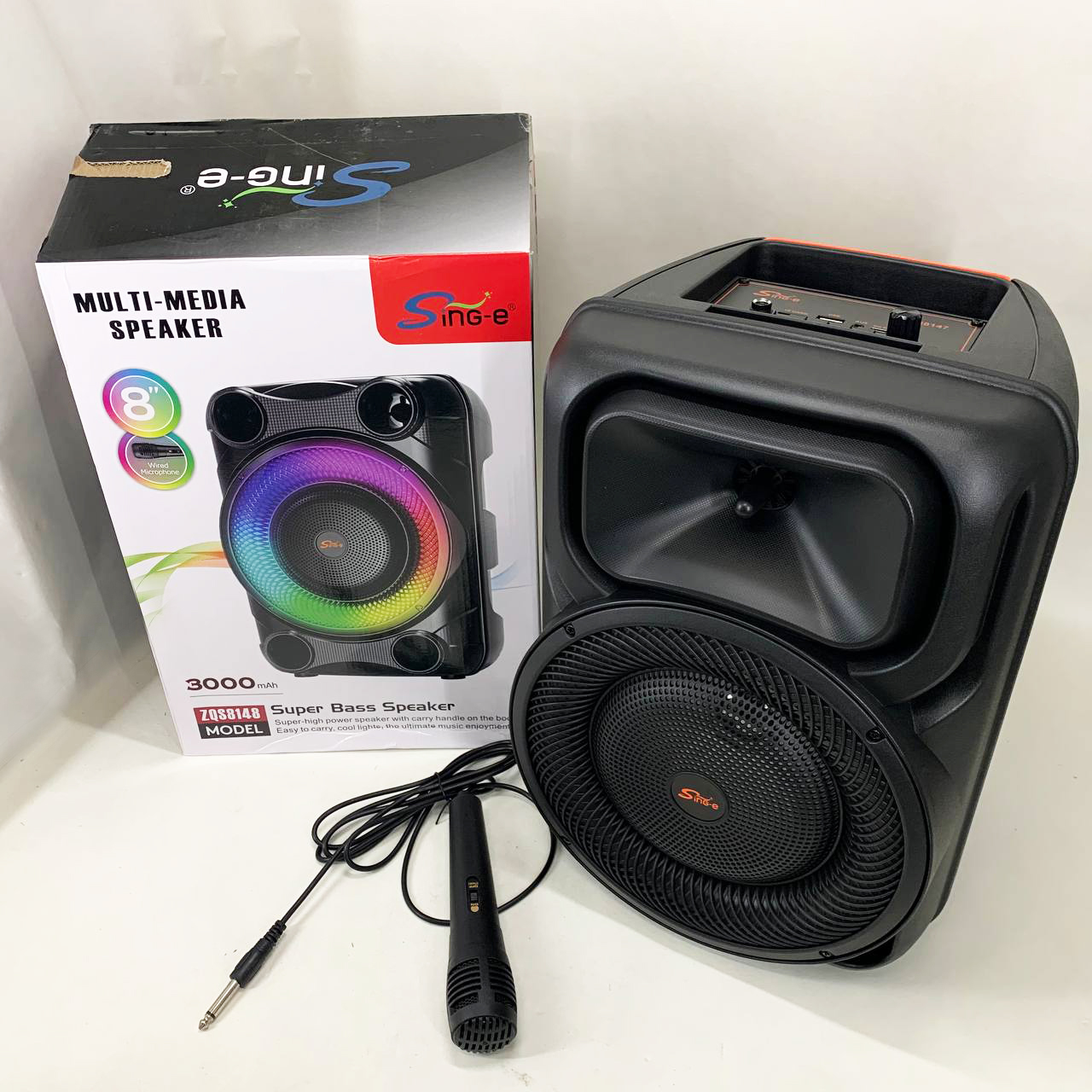 Портативная караоке колонка SPS 8147 Bluetooth 20W с микрофоном и RGB-подсветкой