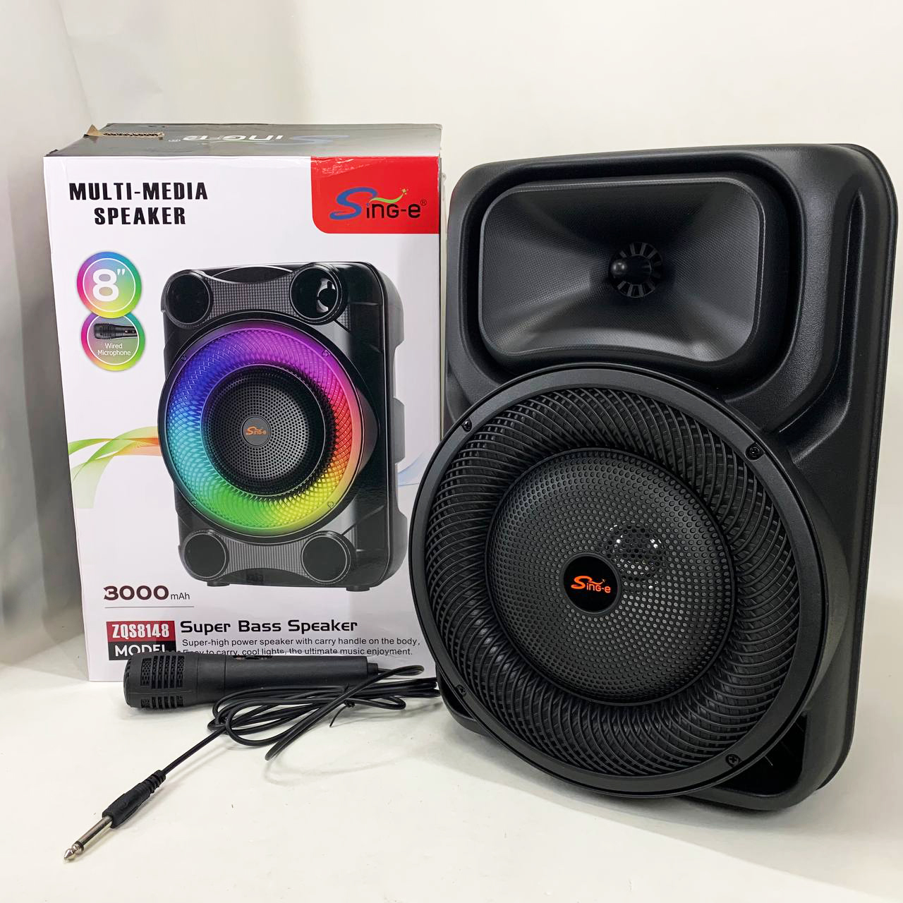 Портативная караоке колонка SPS 8147 Bluetooth 20W с микрофоном и RGB-подсветкой