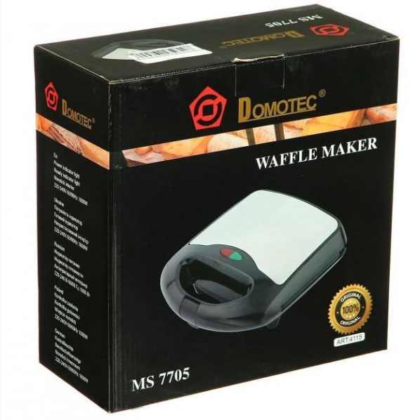 Вафельница Domotec MS-7705  электрическая с антипригарным покрытием 1000 Вт, Электро вафельница