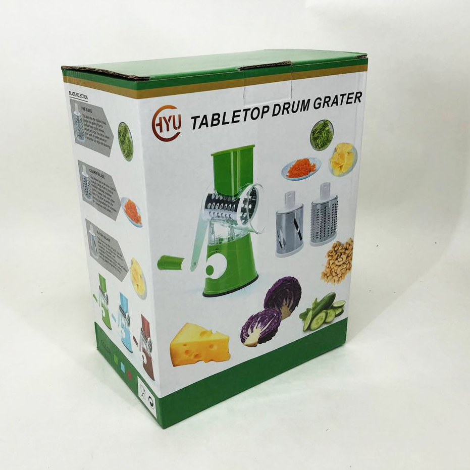 Овощерезка мультислайсер Tabletop Drum Grater Kitchen Master Терка для овощей и фруктов 3 насадки. Цвет: голубой
