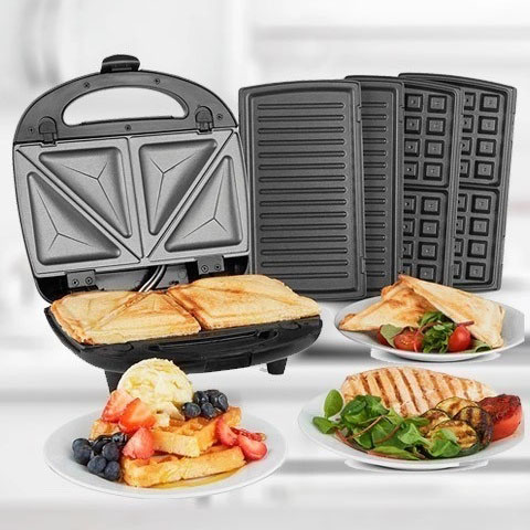 Мультимейкер Crownberg CB-1075 3 В 1 Гриль Сендвичница Вафельница