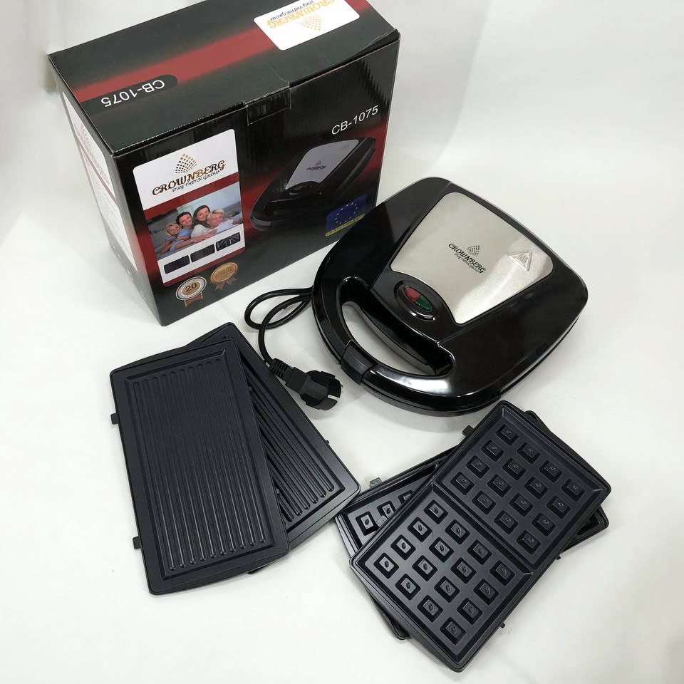 Мультимейкер Crownberg CB-1075 3 В 1 Гриль Сендвичница Вафельница