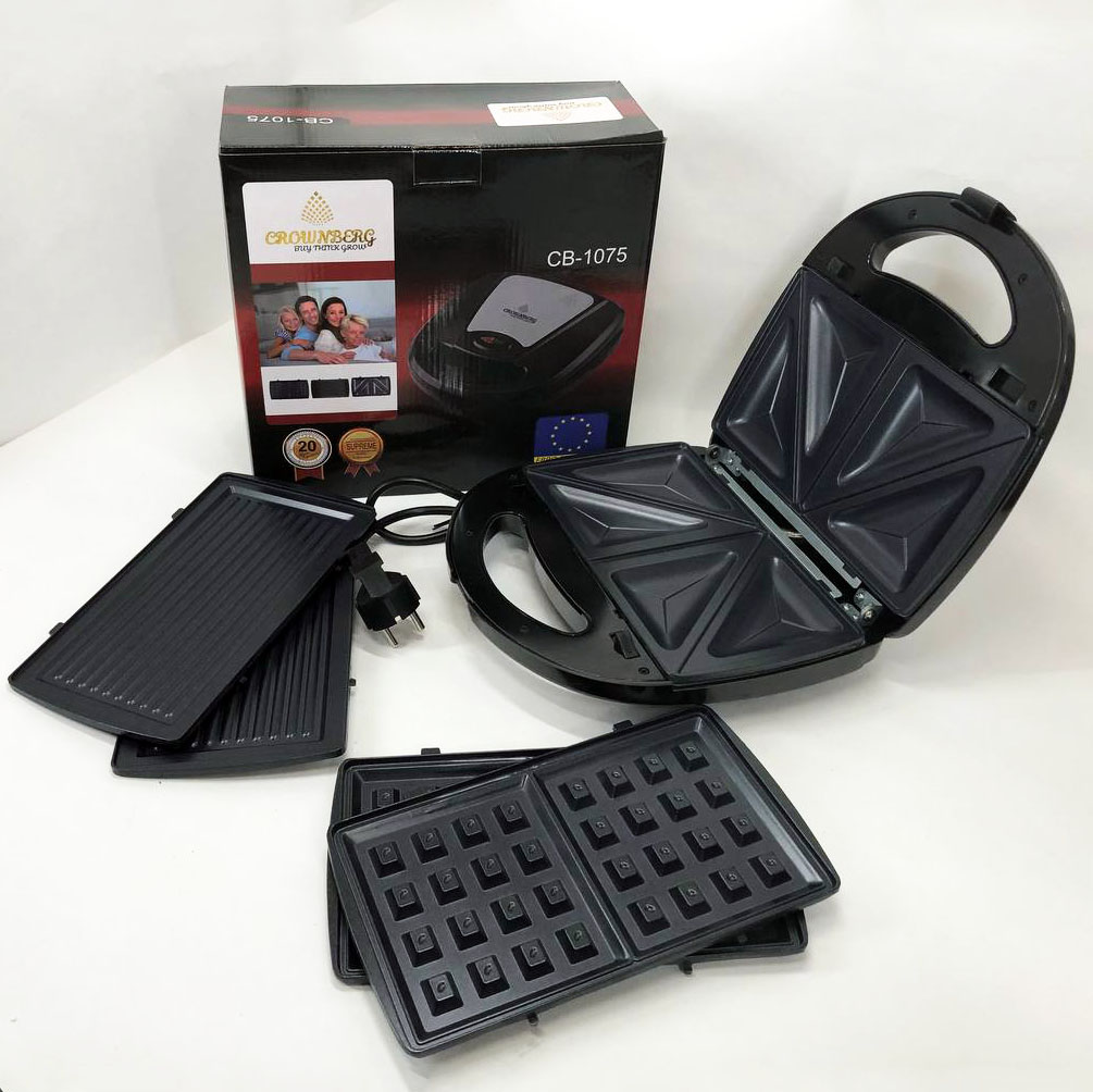 Мультимейкер Crownberg CB-1075 3 В 1 Гриль Сендвичница Вафельница