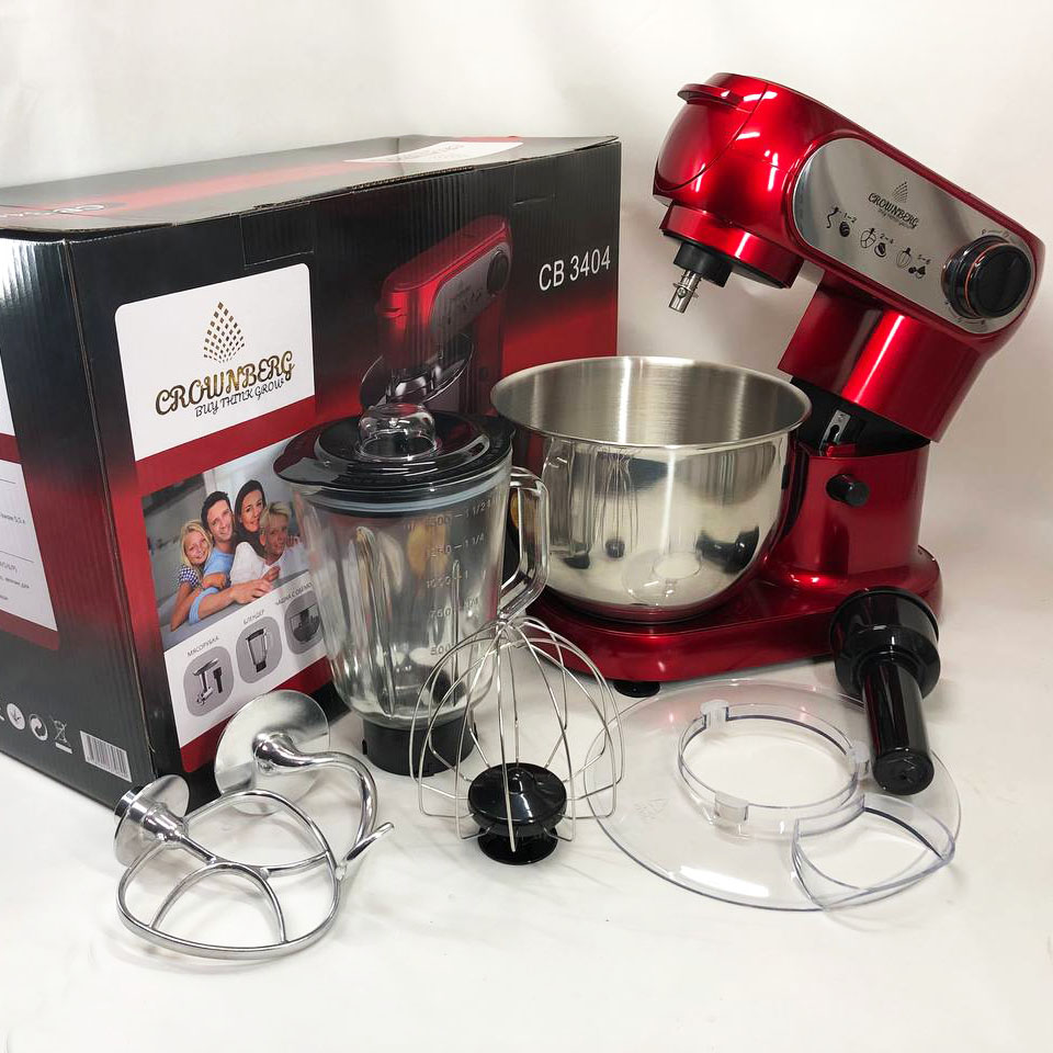 Кухонный комбайн 3 в 1 Crownberg CB-3404 Тестомес-Мясорубка-Блендер 2200Вт