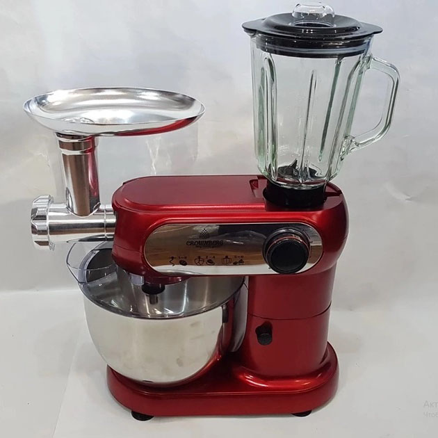 Кухонный комбайн 3 в 1 Crownberg CB-3404 Тестомес-Мясорубка-Блендер 2200Вт