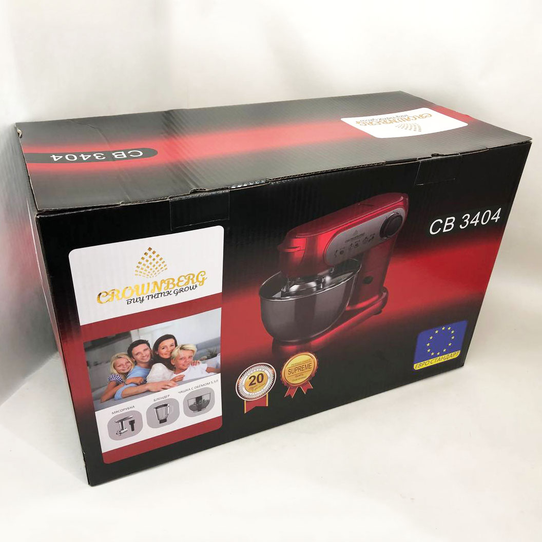 Кухонный комбайн 3 в 1 Crownberg CB-3404 Тестомес-Мясорубка-Блендер 2200Вт