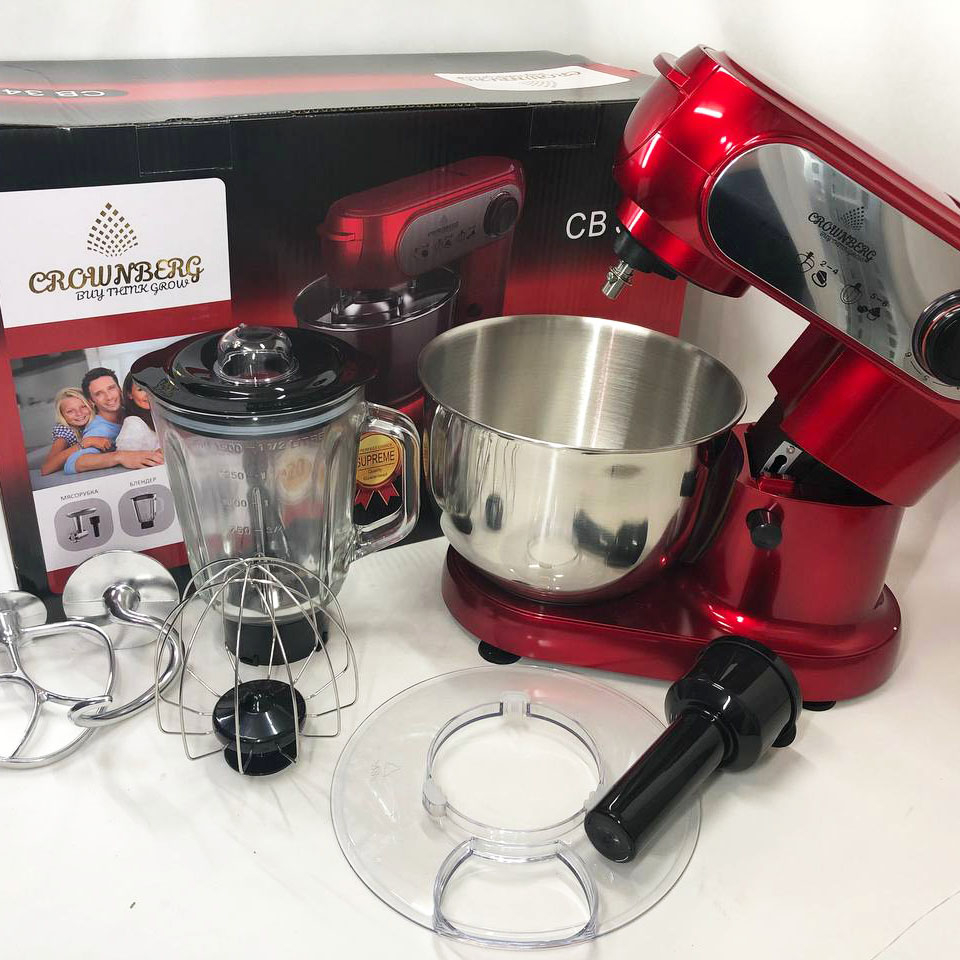 Кухонный комбайн 3 в 1 Crownberg CB-3404 Тестомес-Мясорубка-Блендер 2200Вт