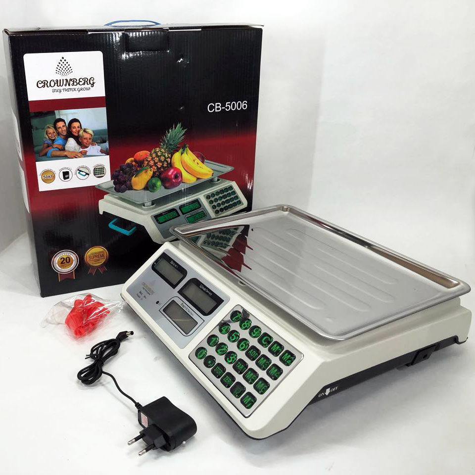 Весы торговые электронные до 50 кг Crownberg CB-5006, Весы торговые до 50 кг, Настольные торговый весы