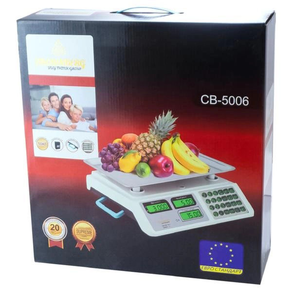 Весы торговые электронные до 50 кг Crownberg CB-5006, Весы торговые до 50 кг, Настольные торговый весы