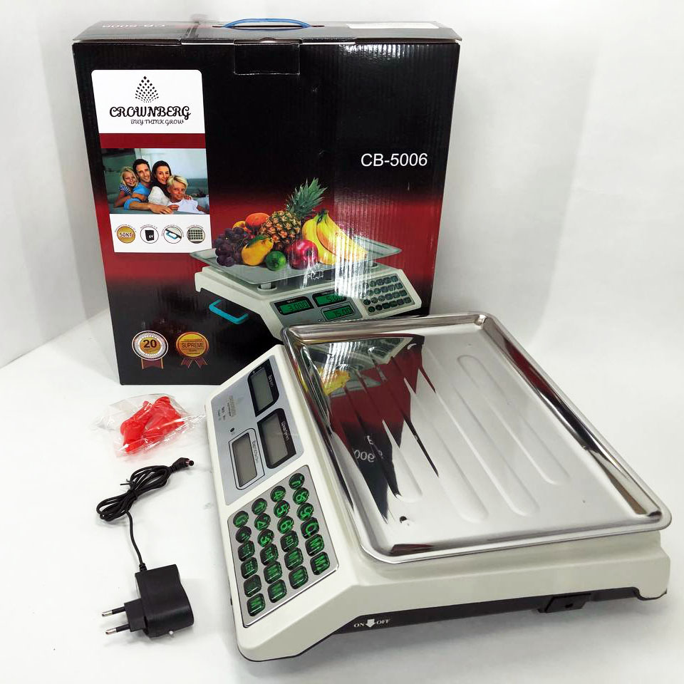Весы торговые электронные до 50 кг Crownberg CB-5006, Весы торговые до 50 кг, Настольные торговый весы