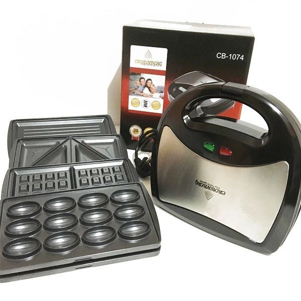 Мультимейкер 4 В 1 Crownberg CB-1074 750Вт Гриль Сендвичница Вафельница Орешница