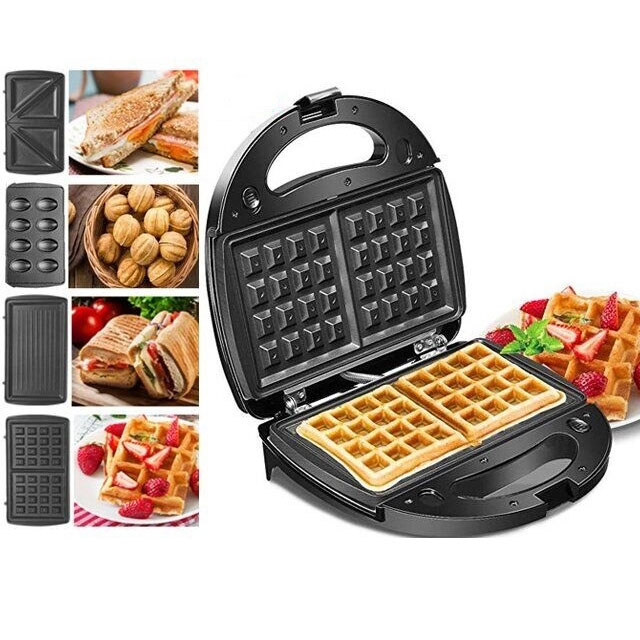 Мультимейкер 4 В 1 Crownberg CB-1074 750Вт Гриль Сендвичница Вафельница Орешница