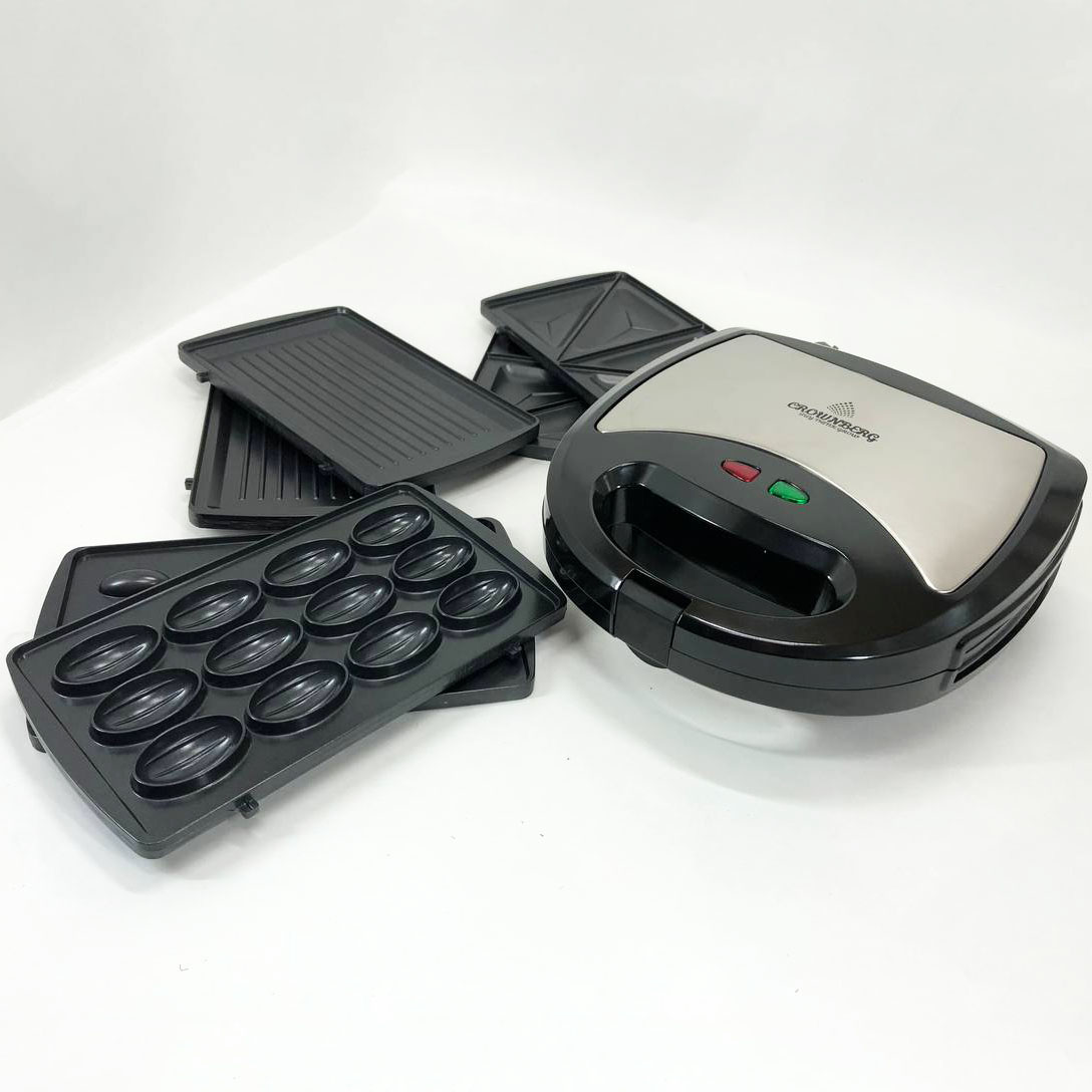 Мультимейкер 4 В 1 Crownberg CB-1074 750Вт Гриль Сендвичница Вафельница Орешница