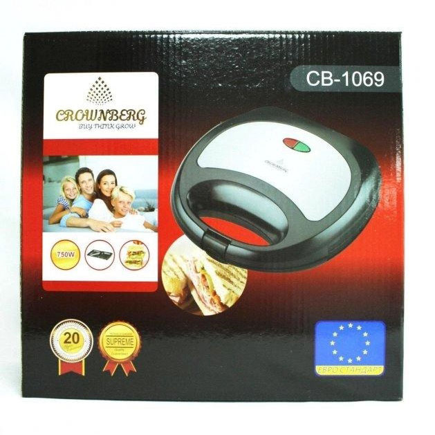 Сендвичница Crownberg CB-1069 Бутербродница, бутербродница гриль сендвичница, электробутербродница